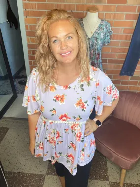 Right Beside Me Lilac Floral Top