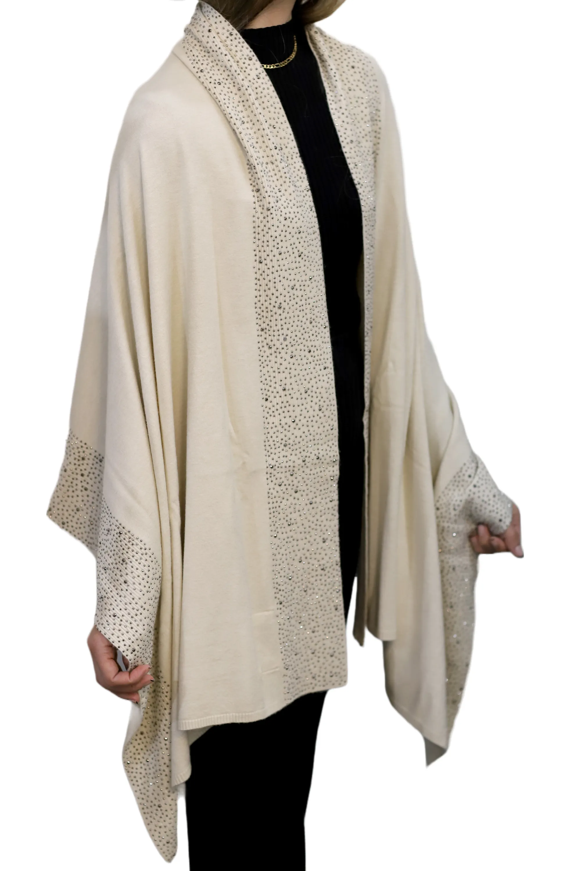 Scarf With Embellished Trim - Ivory