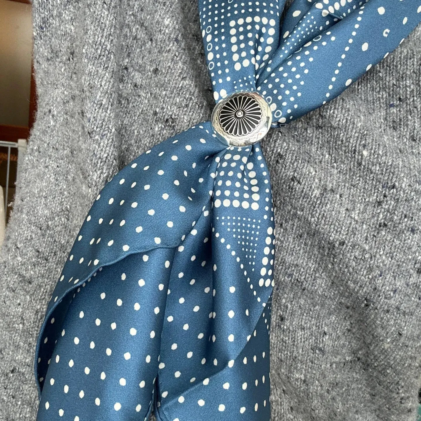 Silk Scarf- Denim Blue Daisy