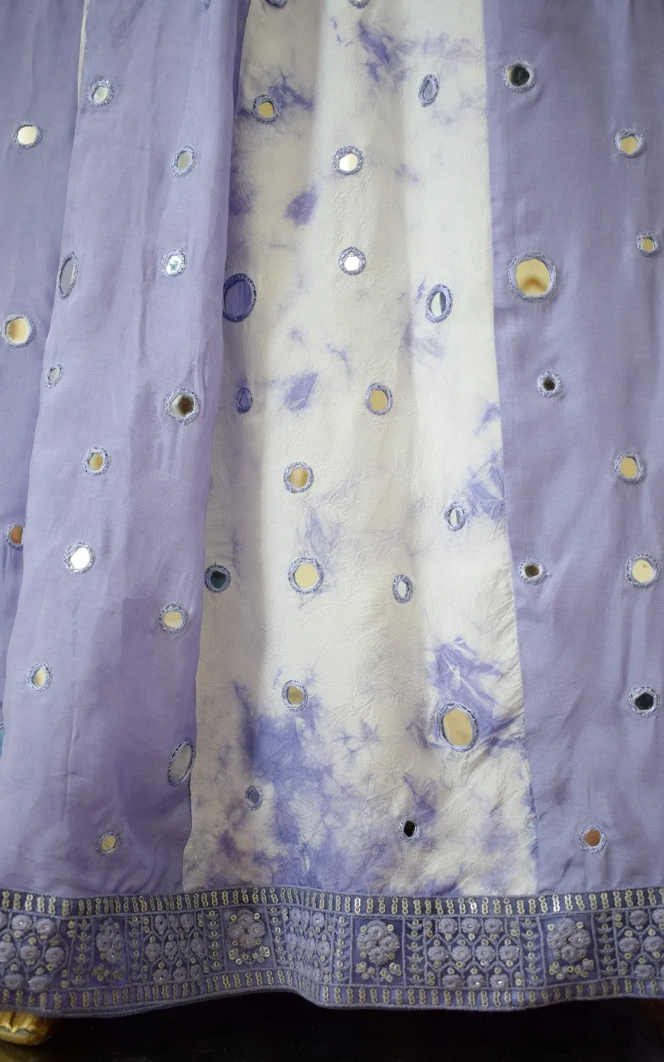 Srishti Dhani Lilac Mirrorwork Shibori Lehenga