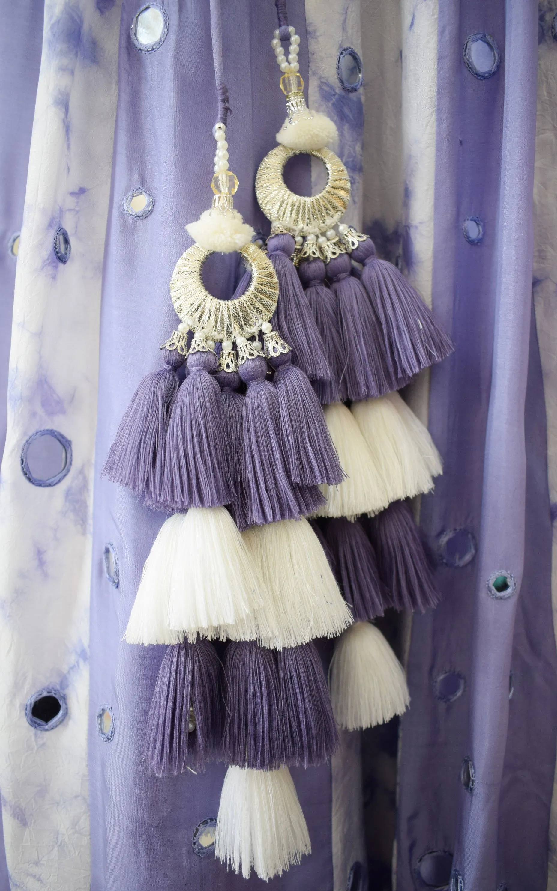 Srishti Dhani Lilac Mirrorwork Shibori Lehenga