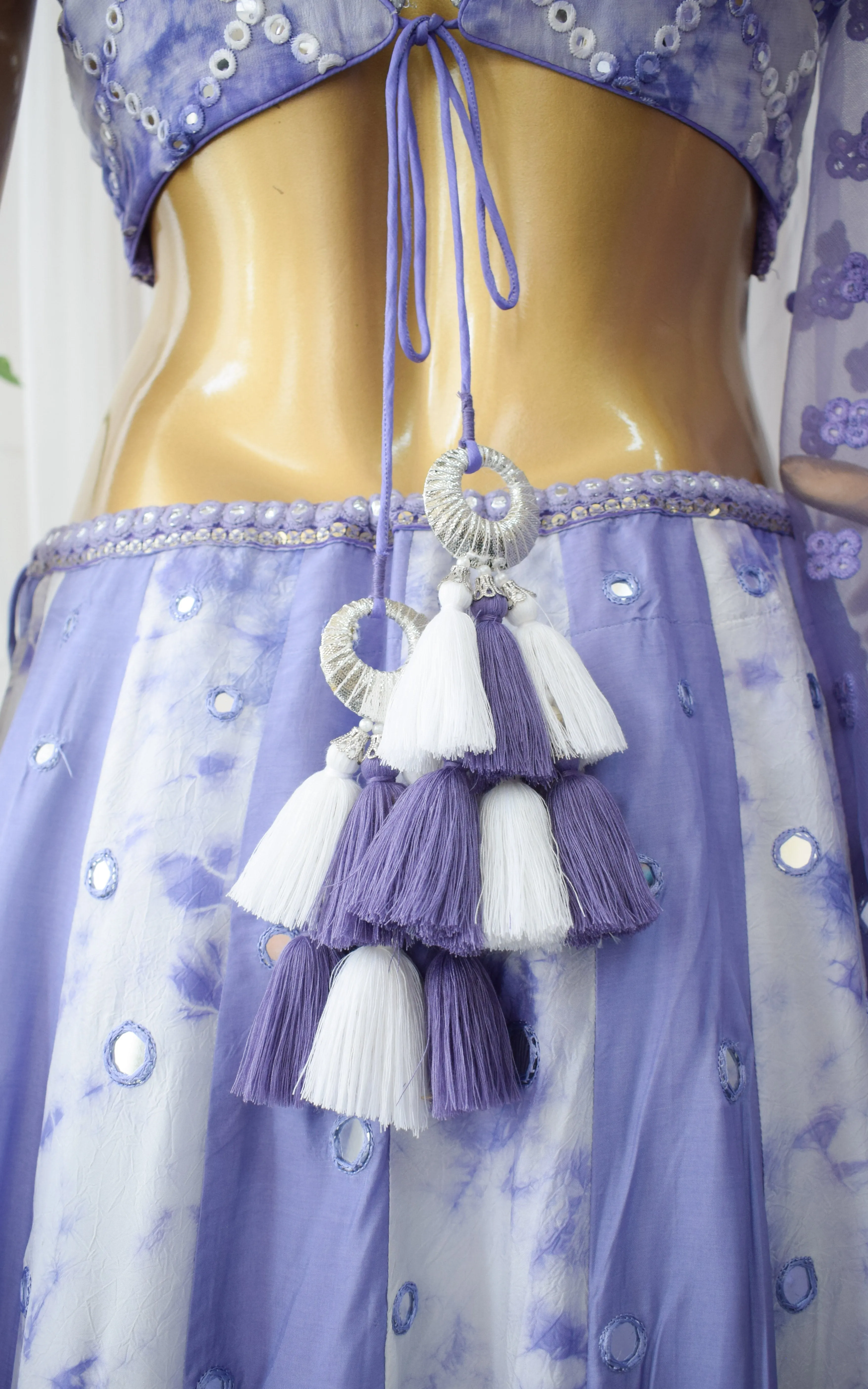 Srishti Dhani Lilac Mirrorwork Shibori Lehenga