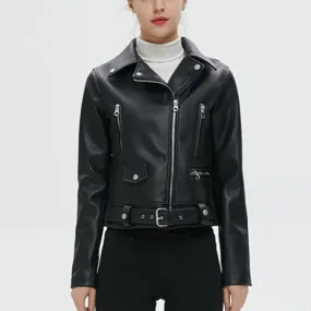 Stylish Black Zipped Leather Jacket