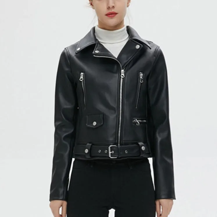 Stylish Black Zipped Leather Jacket