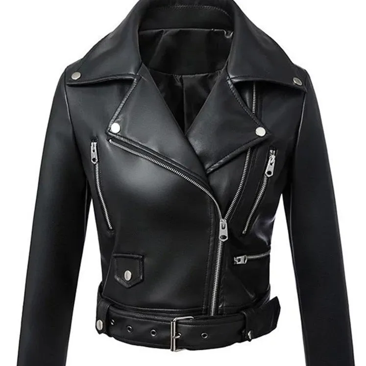 Stylish Black Zipped Leather Jacket