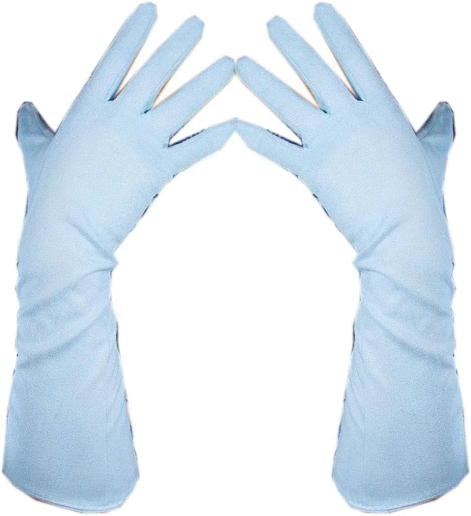 Suede Gloves Faux Leather 28" 70cm Opera Evening Extra Long Light Baby Blue