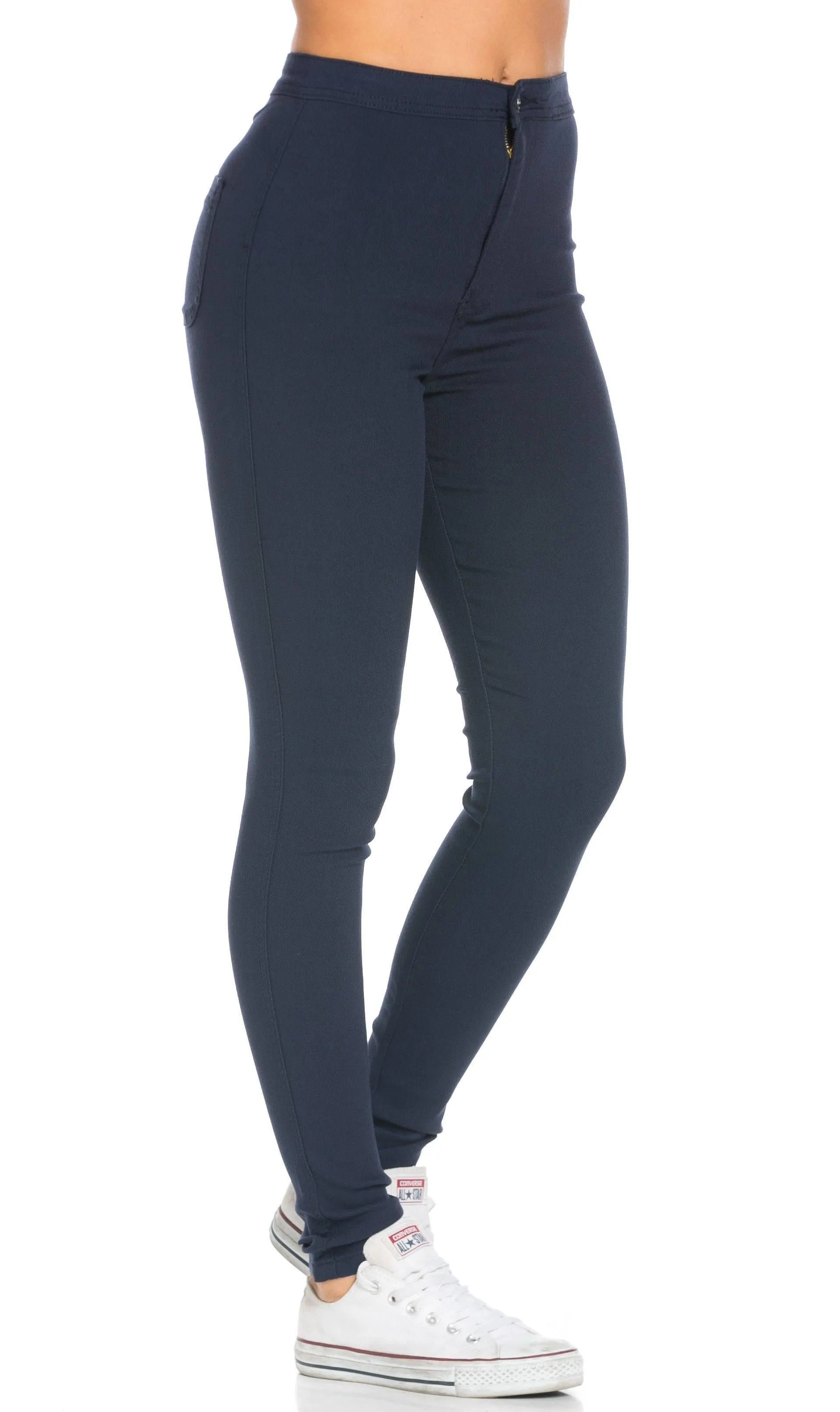 Super High Waisted Stretchy Skinny Jeans - Navy Blue