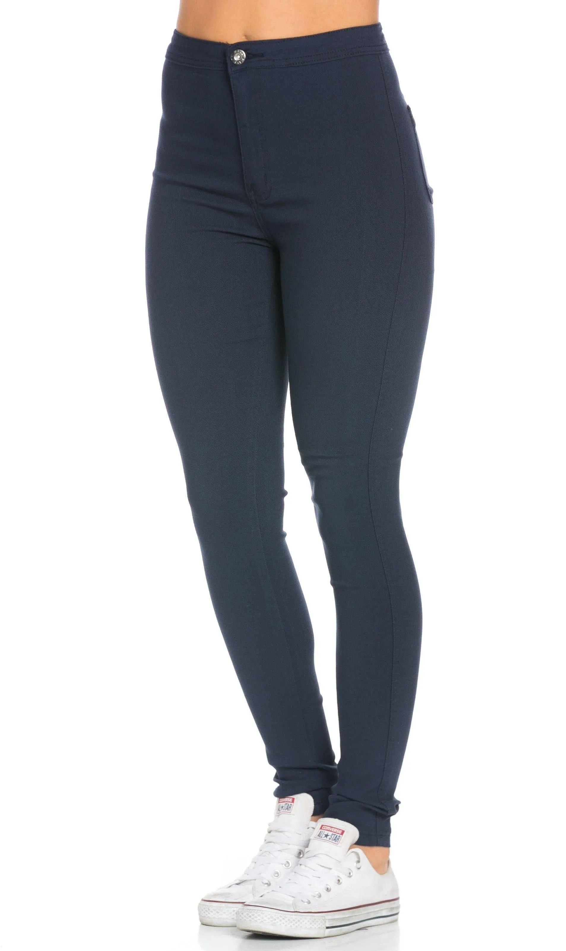 Super High Waisted Stretchy Skinny Jeans - Navy Blue