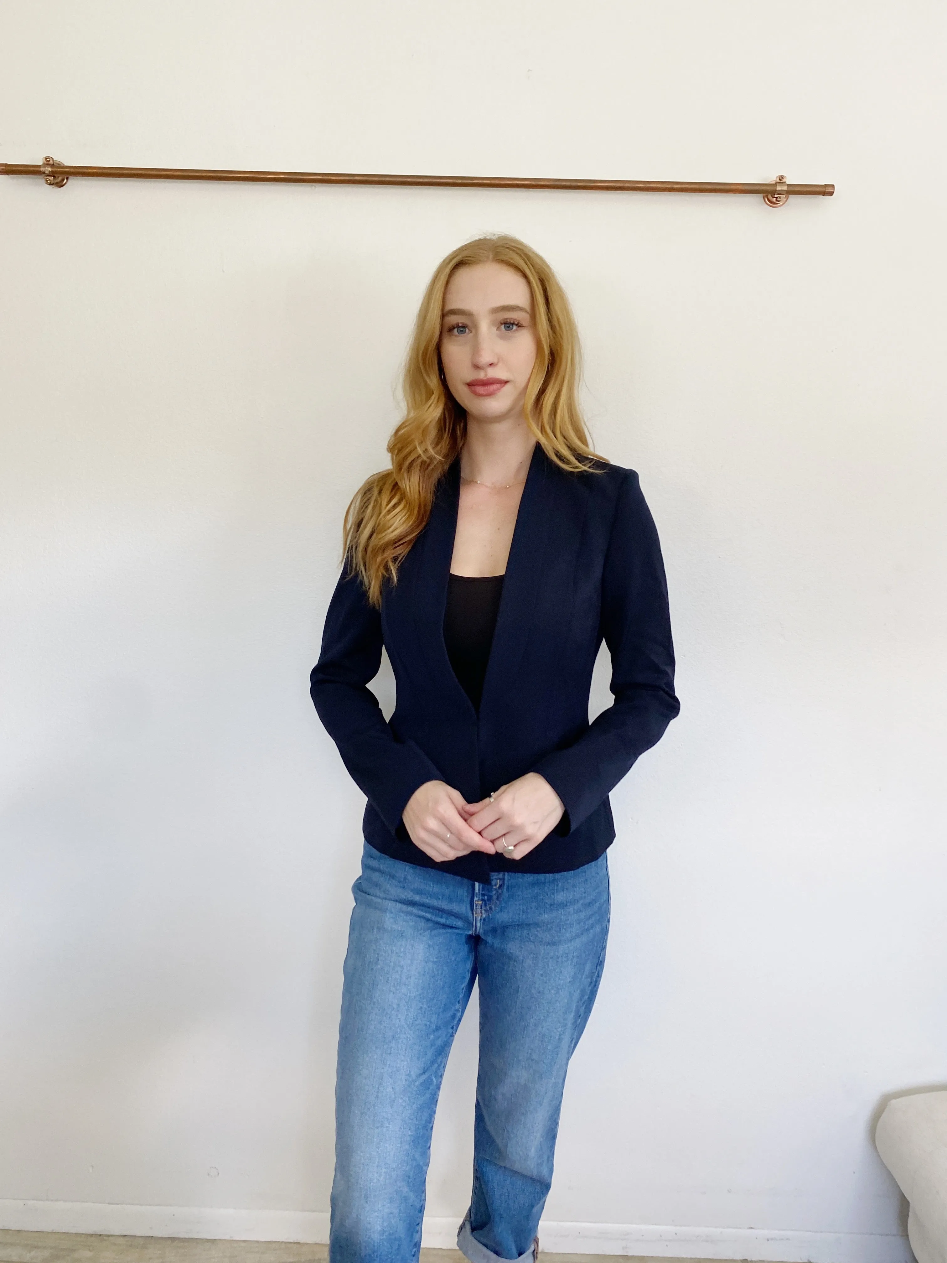 THE FOLD London Navy Blazer Suit Jacket Wool Blend size 10