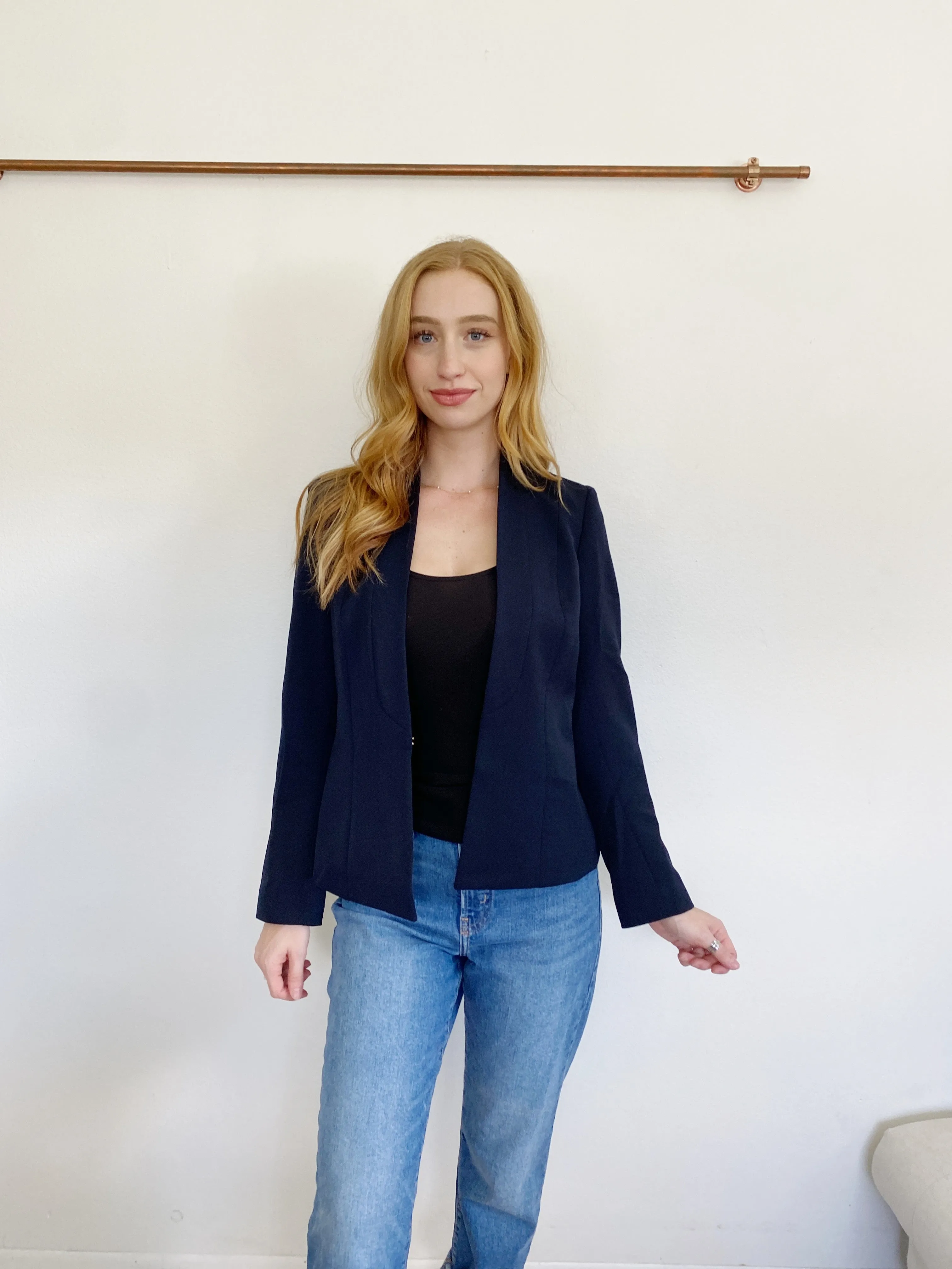 THE FOLD London Navy Blazer Suit Jacket Wool Blend size 10