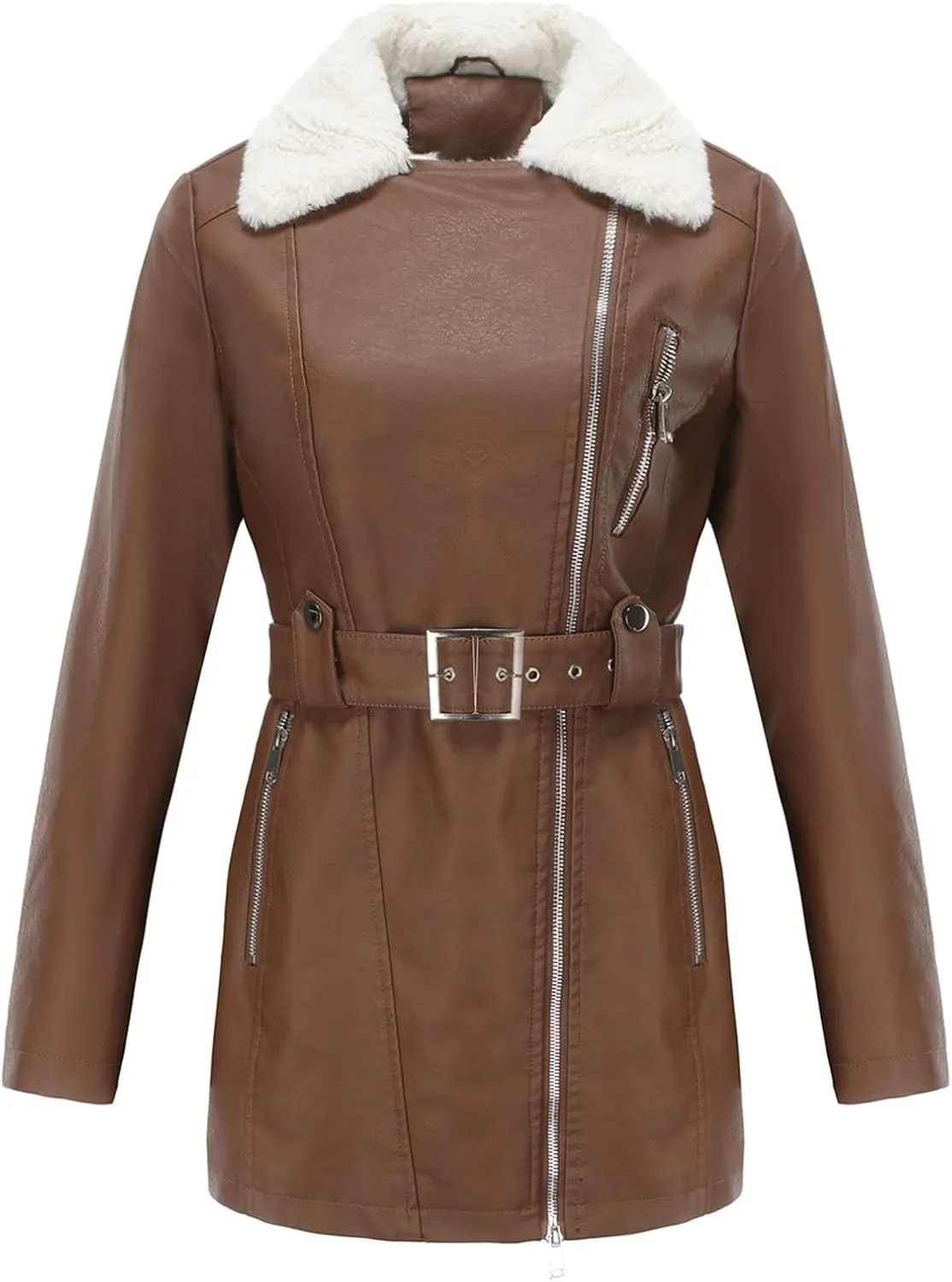 Trench Coat Trendy Oversized Zip Overcoats With Belt, Jacket Coat Trendy Oversized Zip Overcoats With Belt