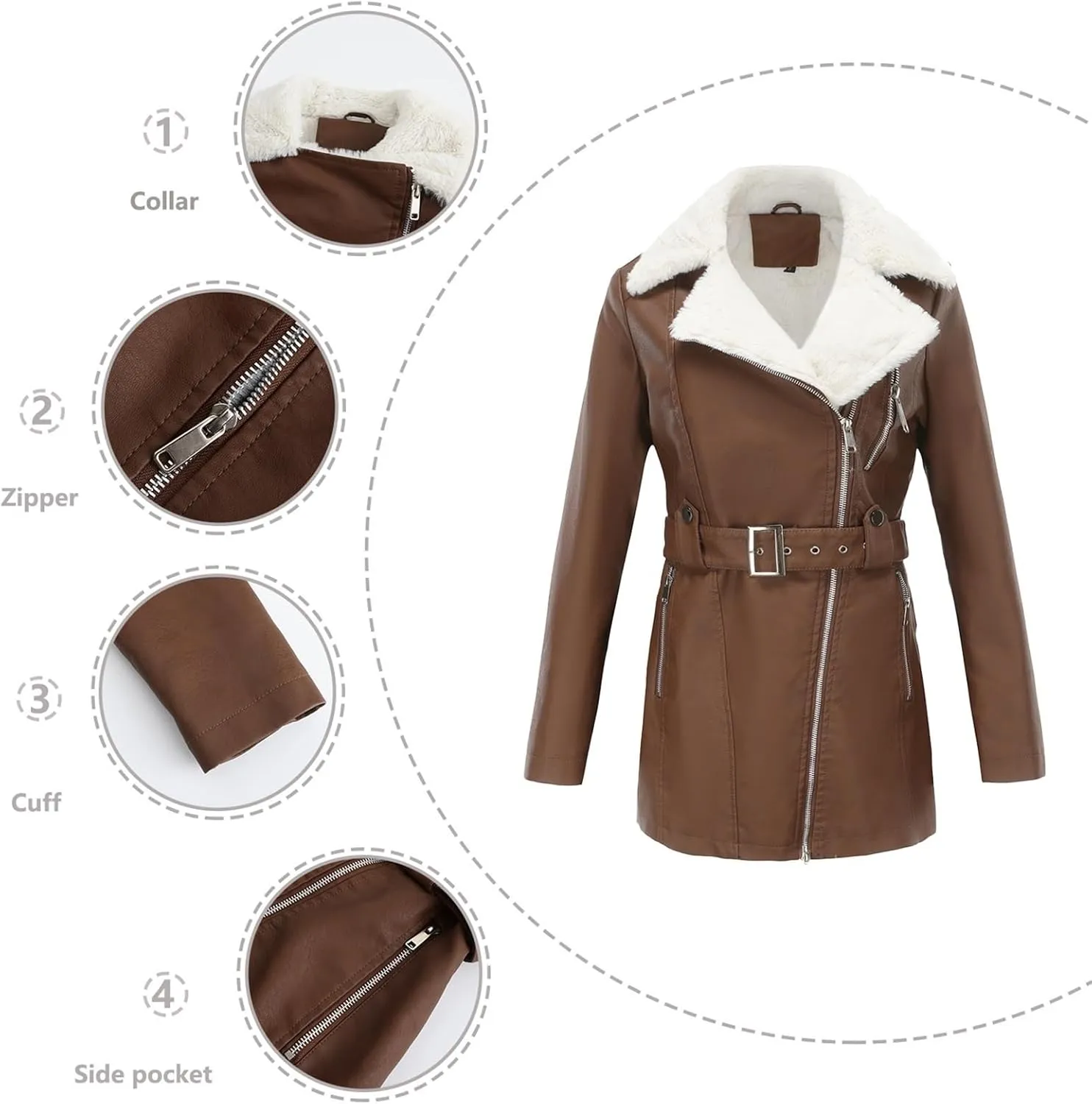 Trench Coat Trendy Oversized Zip Overcoats With Belt, Jacket Coat Trendy Oversized Zip Overcoats With Belt