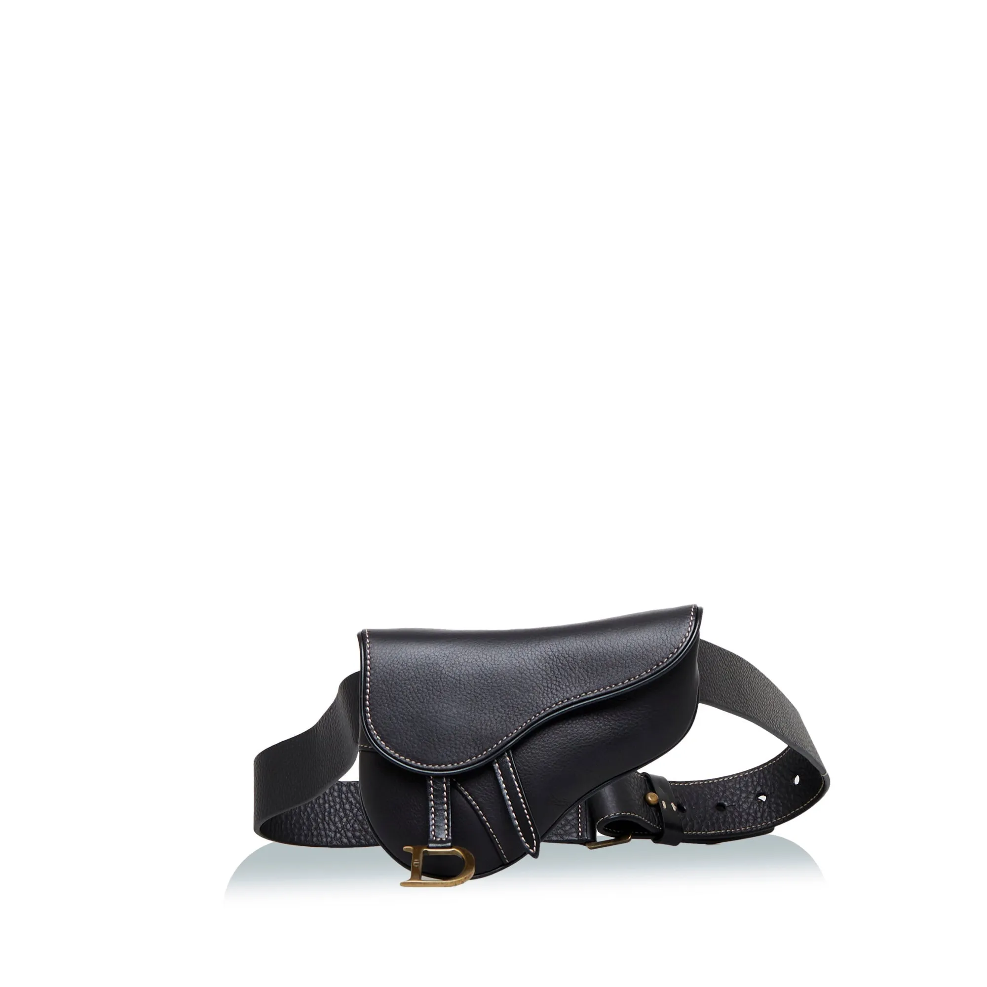 Trendy Inspired Dior Saddle Belt Bag Black Calfskin