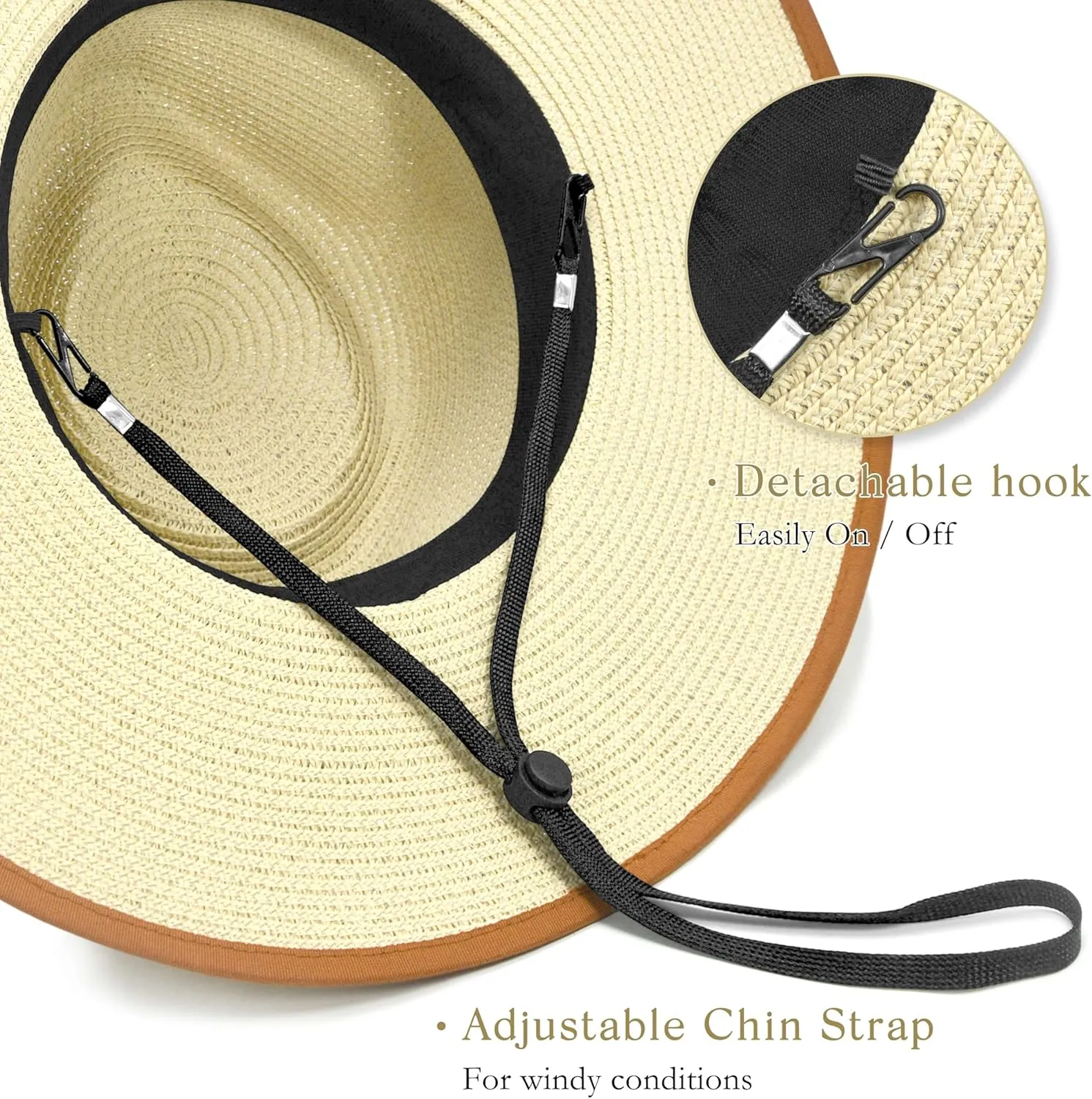 Unisex Wide Brim Sun Hat Straw Panama Rancher Fedora Hat for Men Beach Hat for Women