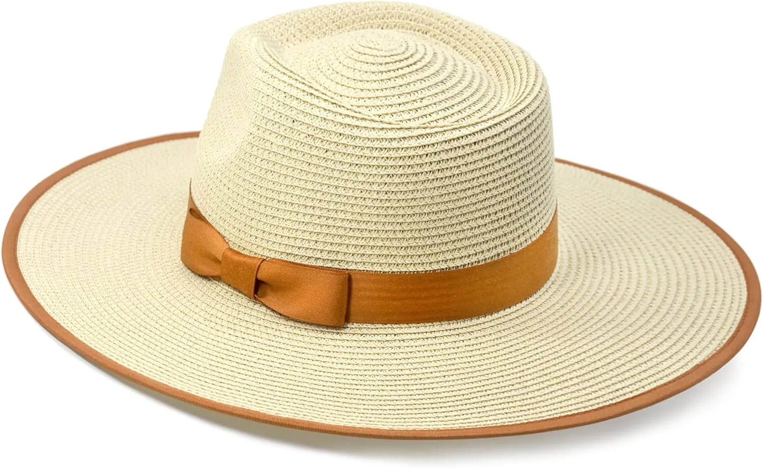 Unisex Wide Brim Sun Hat Straw Panama Rancher Fedora Hat for Men Beach Hat for Women