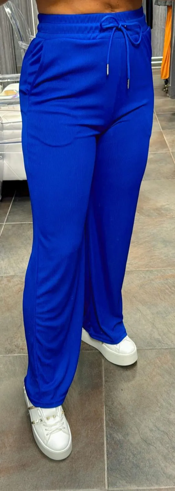 VE01 Stretchy ribbed wide leg pants