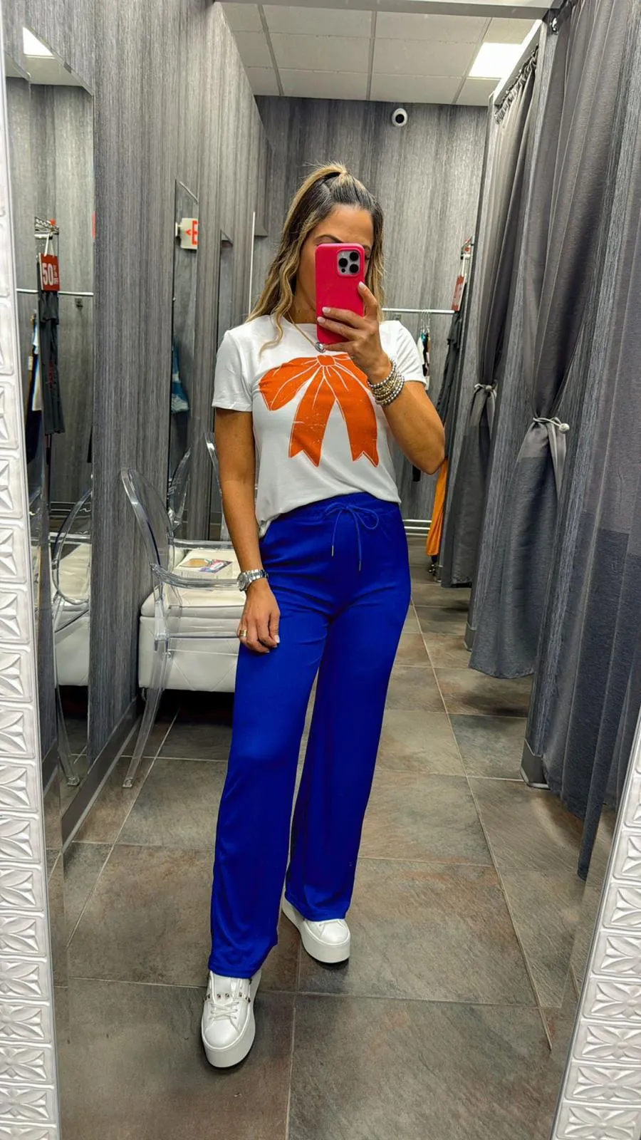 VE01 Stretchy ribbed wide leg pants