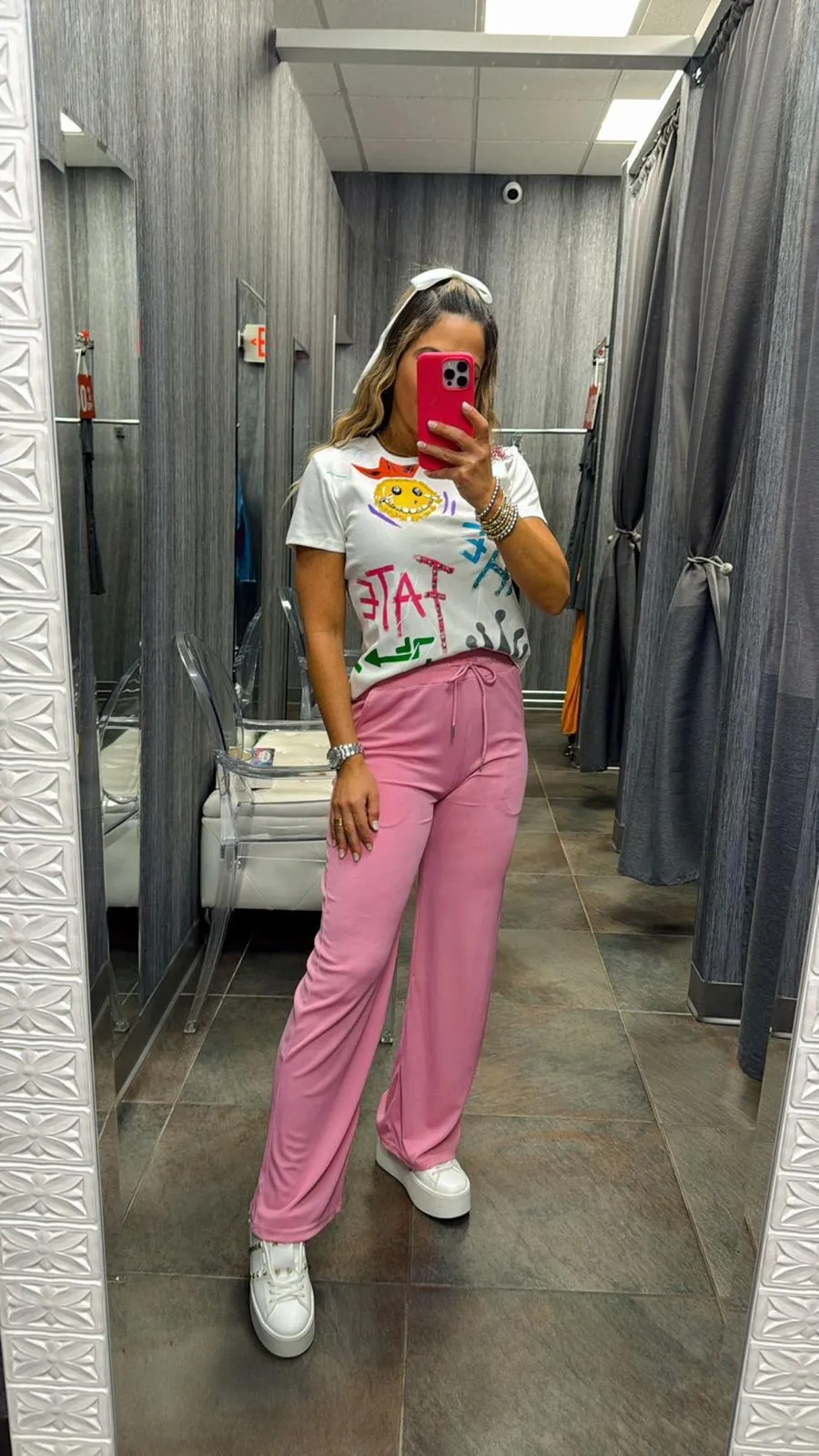 VE01 Stretchy ribbed wide leg pants