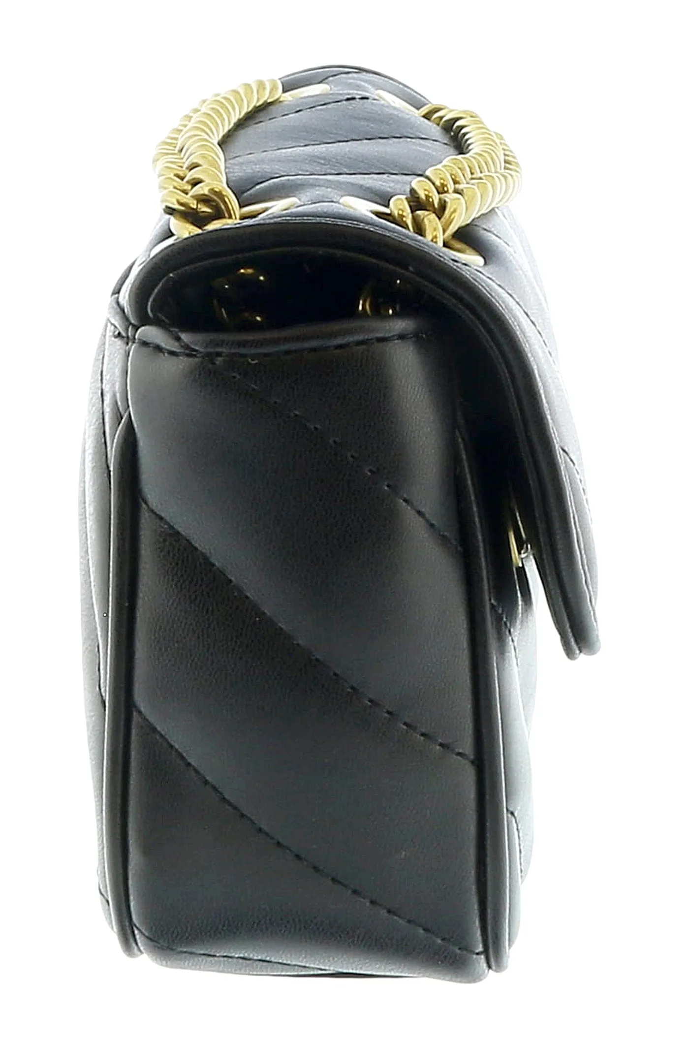 Versace Jeans Couture Black Quilted Scarf Embellished Medium Shoulder Bag