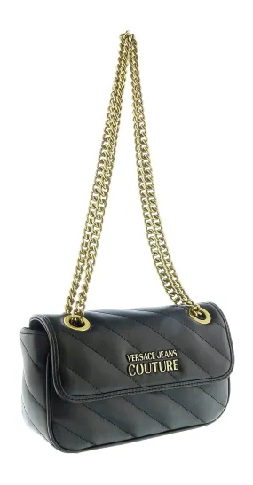Versace Jeans Couture Black Quilted Scarf Embellished Medium Shoulder Bag