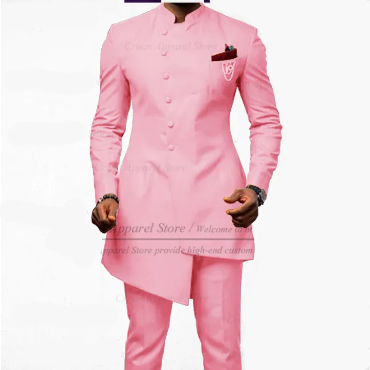 Voguable Brown Jodhpuri Suit with Stand Collar 2 Piece Formal Wedding Groom Tuxedo Male Fashion Jacket Pants New Arrival