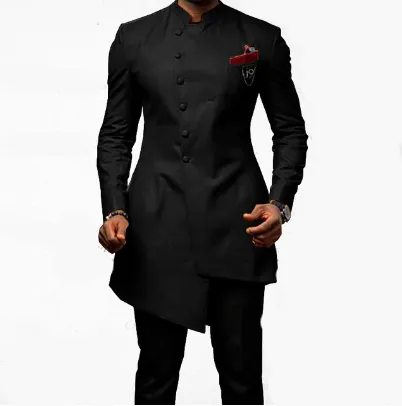 Voguable Brown Jodhpuri Suit with Stand Collar 2 Piece Formal Wedding Groom Tuxedo Male Fashion Jacket Pants New Arrival
