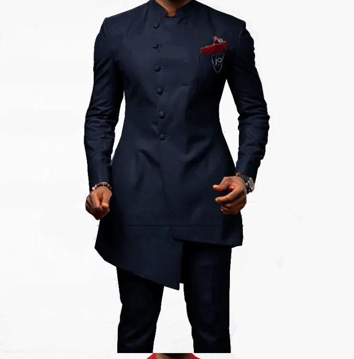Voguable Brown Jodhpuri Suit with Stand Collar 2 Piece Formal Wedding Groom Tuxedo Male Fashion Jacket Pants New Arrival