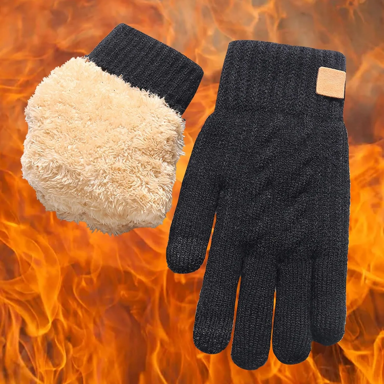 Warm Soft Gloves Black Thin Gloves Women's Winter Gloves Cold Weather Warm Touchscreen Gloves Unisex Winter Gloves