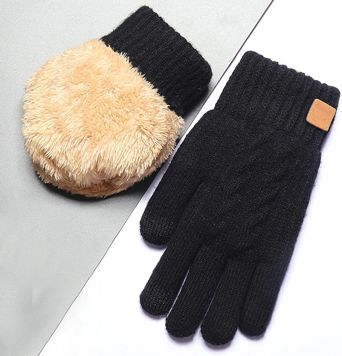 Warm Soft Gloves Black Thin Gloves Women's Winter Gloves Cold Weather Warm Touchscreen Gloves Unisex Winter Gloves