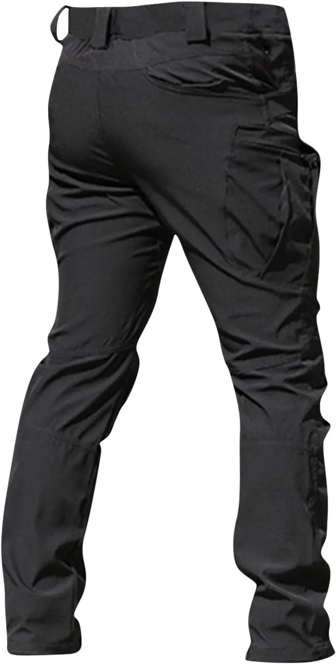 WENKOMG1 Mens Cargo Pants,Solid/Camouflage Military Pants Stretchy Multi Function Multi Pockets Tactical Pants