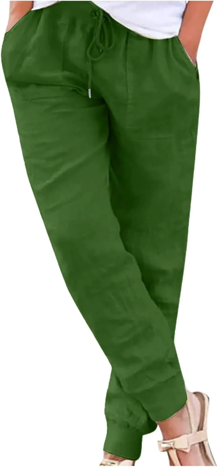 Wide Leg Pants Women Dressy Casual Summer Wide Leg High Waist Casual Lounge Pants Drawstring Trouser with Pockets