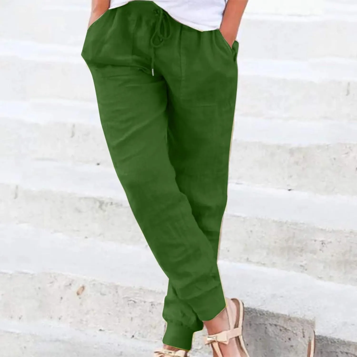 Wide Leg Pants Women Dressy Casual Summer Wide Leg High Waist Casual Lounge Pants Drawstring Trouser with Pockets
