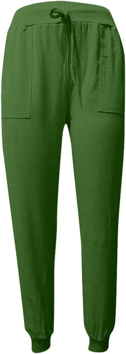 Wide Leg Pants Women Dressy Casual Summer Wide Leg High Waist Casual Lounge Pants Drawstring Trouser with Pockets