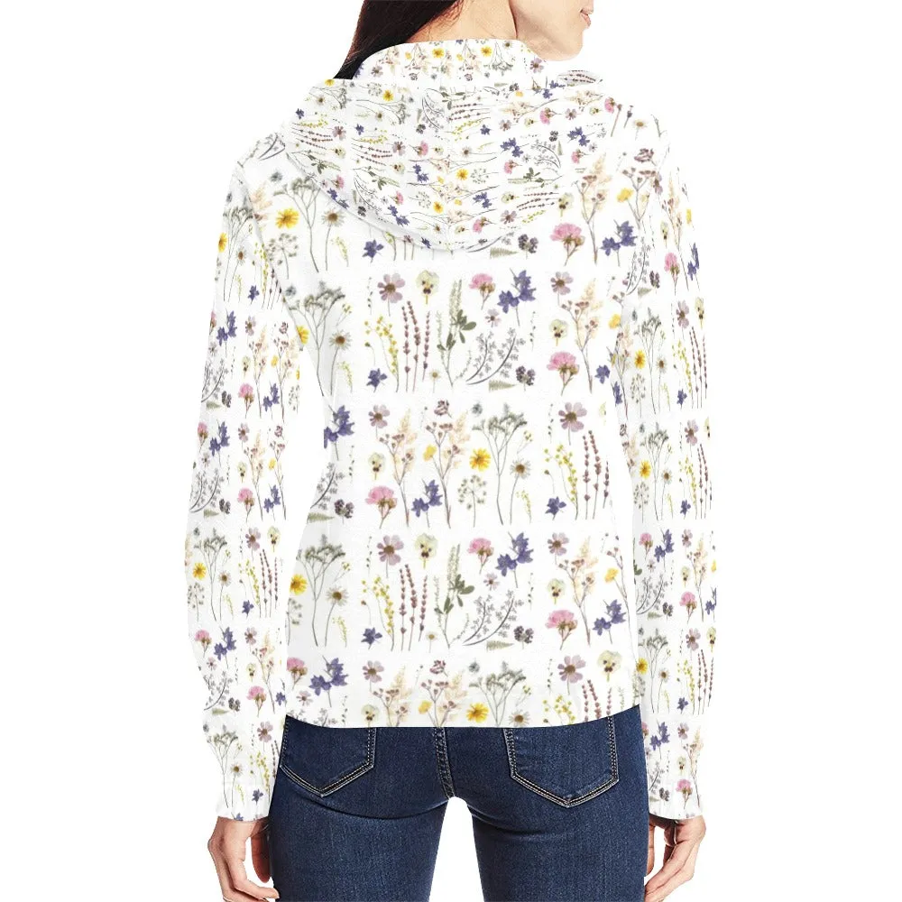 Wildflowers White Full Zip Hoodie up to 2 XL