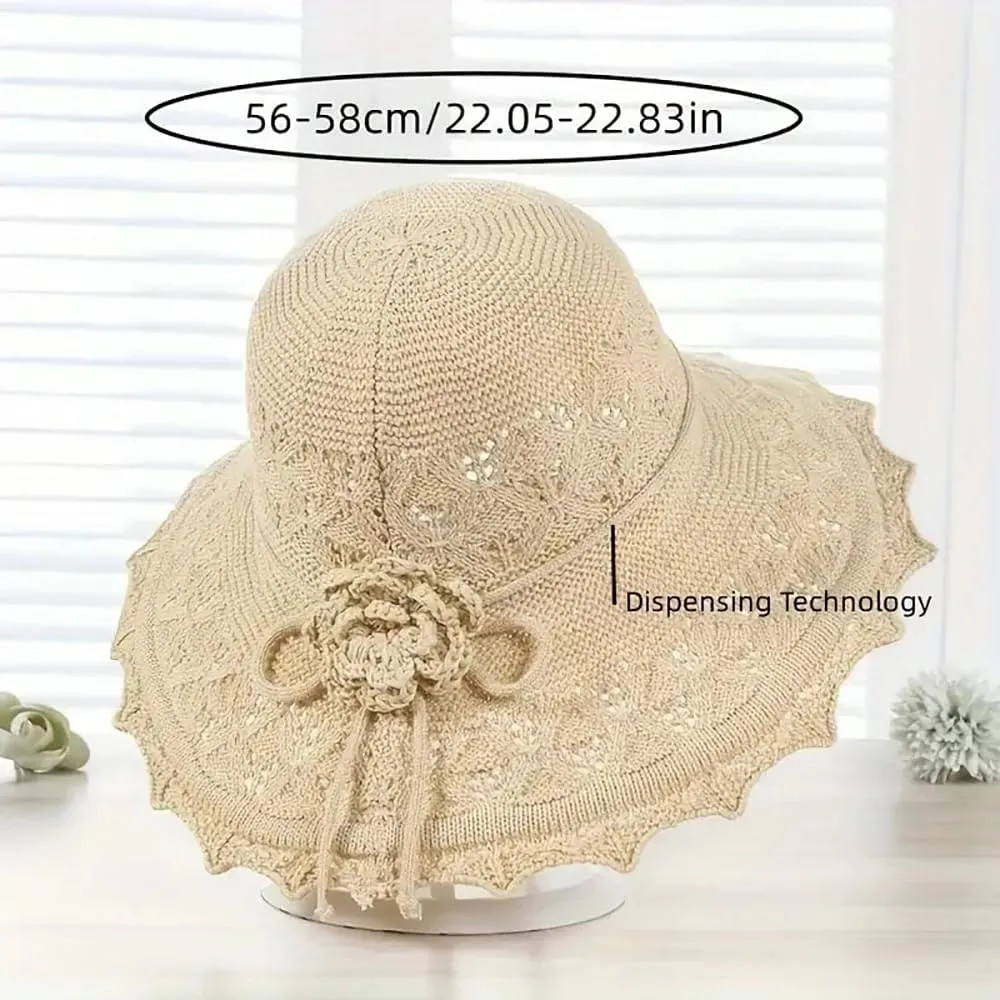 Women Straw Sun Hat Foldable Beach Hat Wide Brim Floppy Bucket Hat