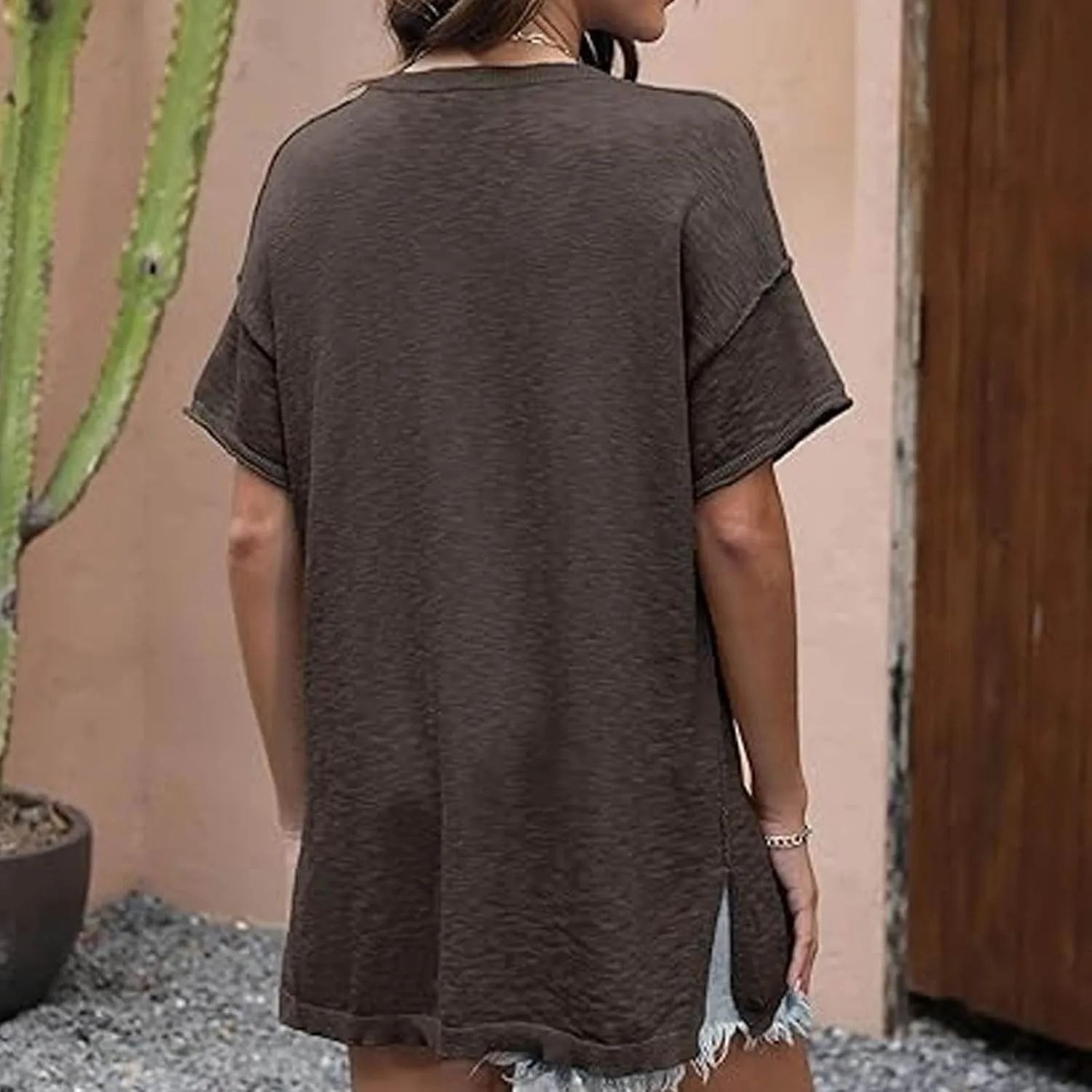 Women Summer Pullover Top for Leggings Oversized Short Sleeve Drop Shoulder Casual T-Shirts Trendy Tees 2025