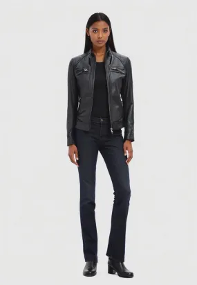 Womens Cafe Racer Motorcycle Soft Nappa Leather Jacket - Casual NY Street Fashion Biker Jacket