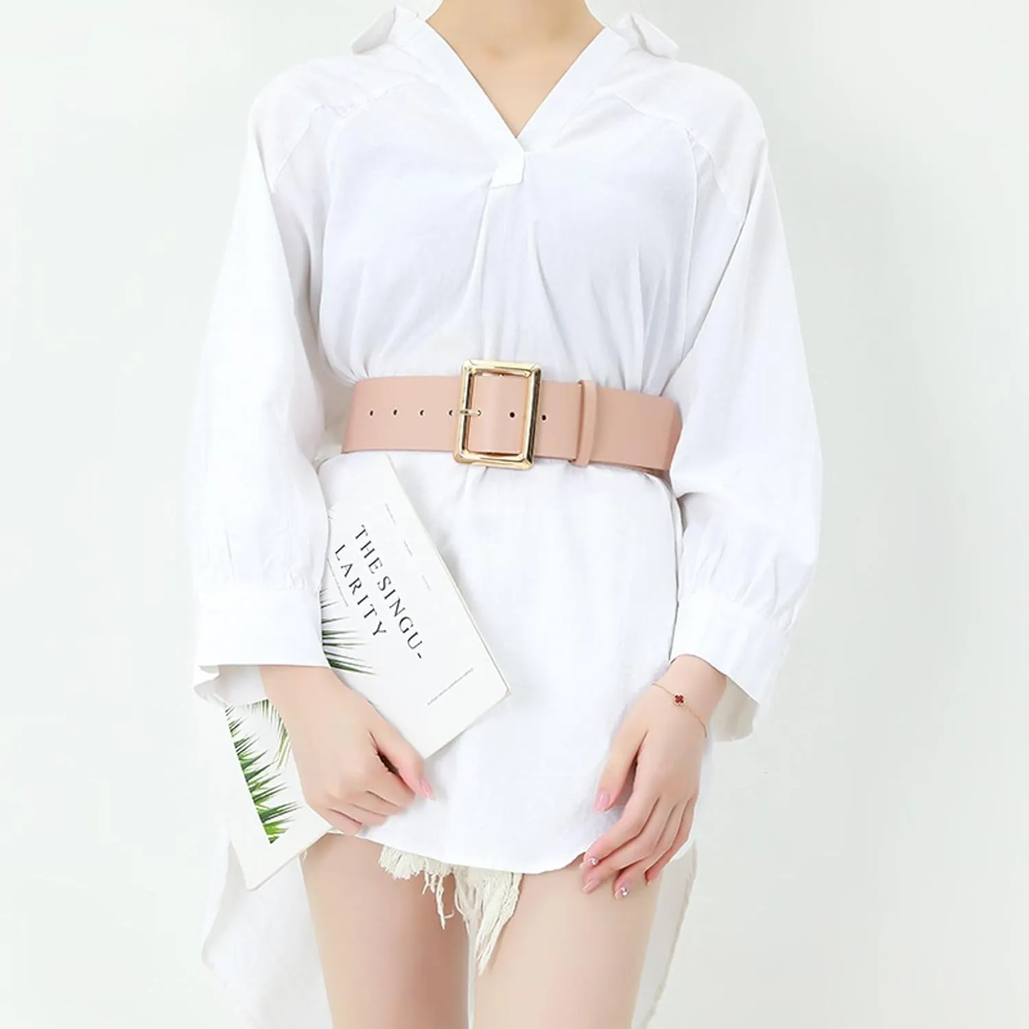 Women's Faux Leather Belt For Dress Metal Belt Thick Travel Casual Work Summer Basic Elegant Square