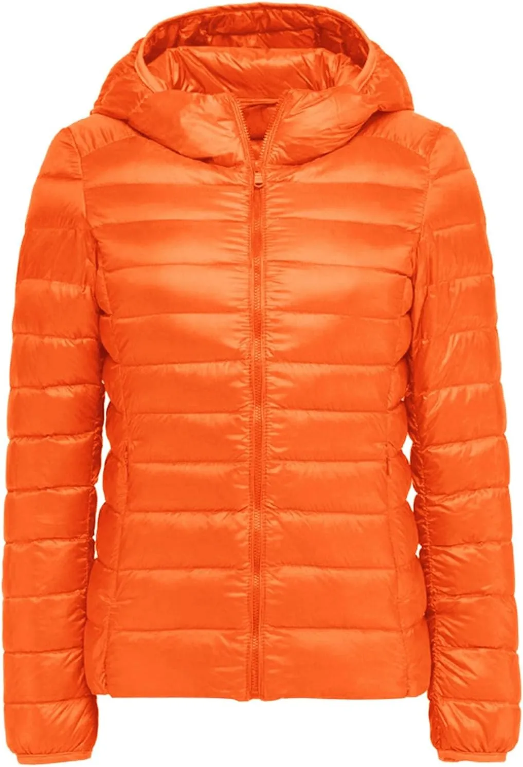 Women's Hooded Packable Ultra Light Weight Short Down Jacket Full-Zip Short Puffer Jackets