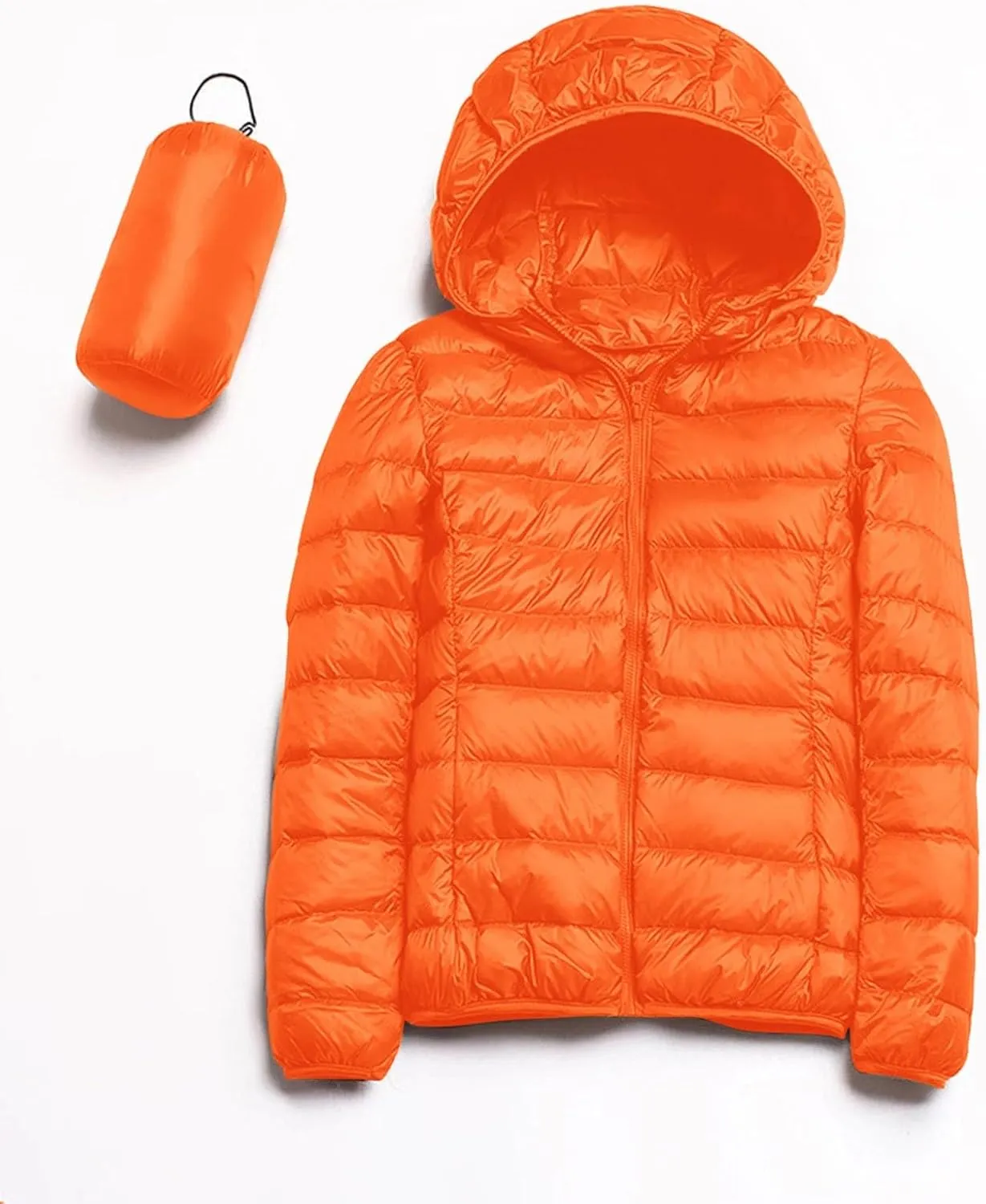 Women's Hooded Packable Ultra Light Weight Short Down Jacket Full-Zip Short Puffer Jackets