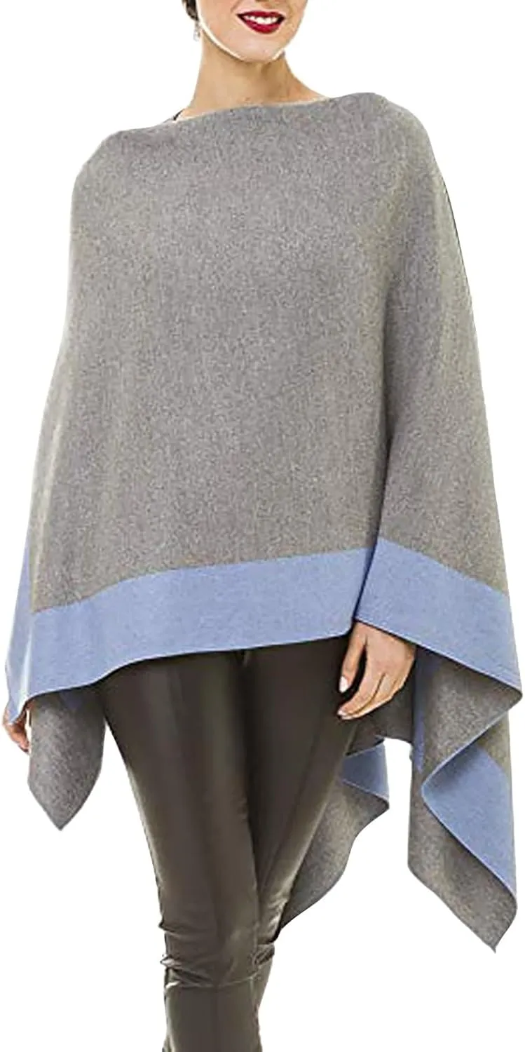 Women's Shawl Wrap Poncho Elegant Color Block Fall Cape Cardigan Sweater Winter Open Front Windproof Shawl Scarf