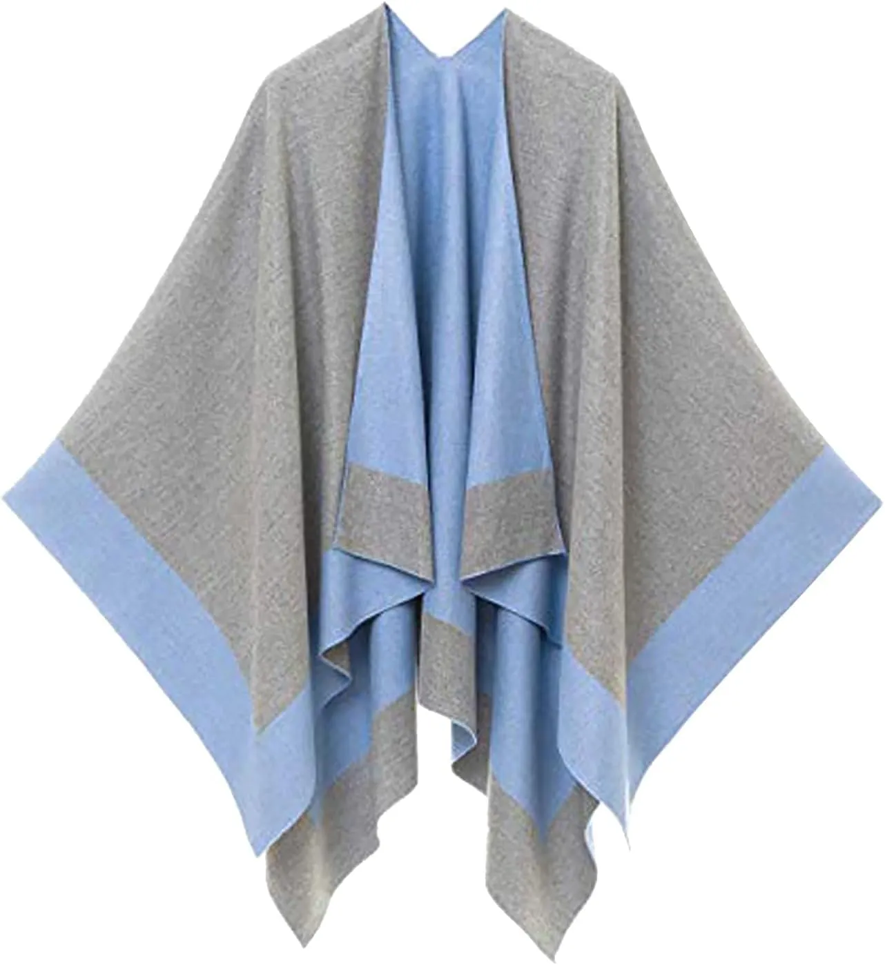 Women's Shawl Wrap Poncho Elegant Color Block Fall Cape Cardigan Sweater Winter Open Front Windproof Shawl Scarf