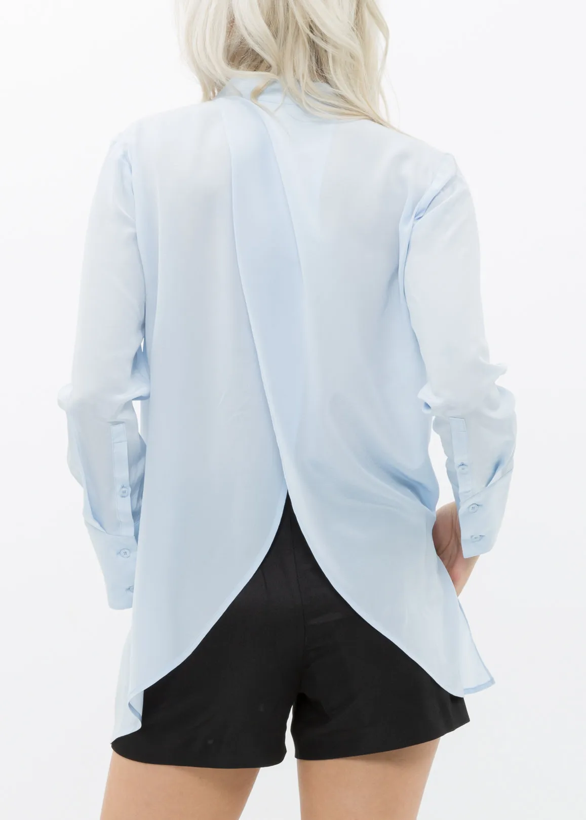 Women's Sheer Placket Hi Lo Blouse