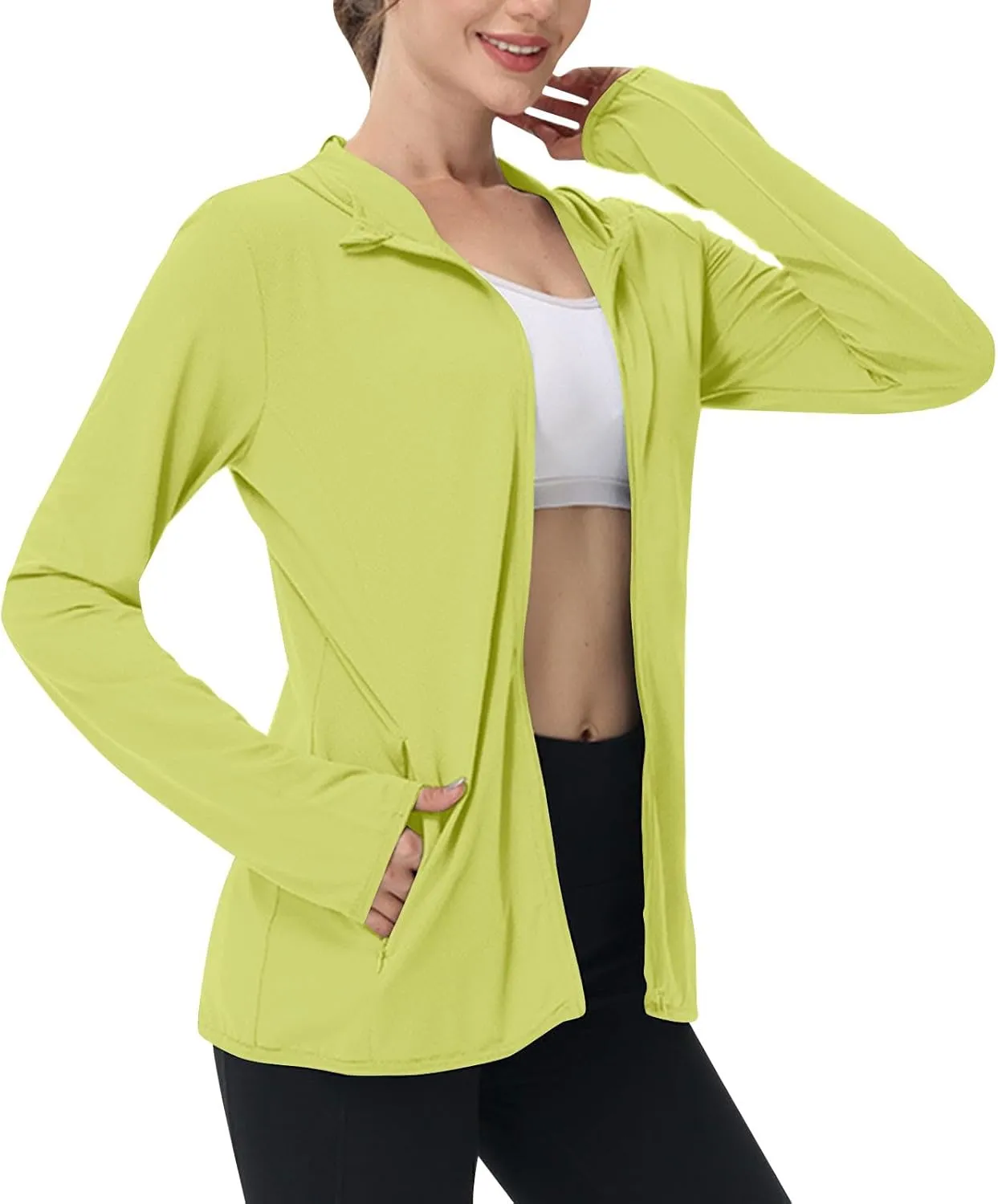 Womens UPF 50  Sports Jackets Light Weight Athletic Jacket UV Protection Full Zip Hoodie SPF UV Long Sleeve Sun Shirt