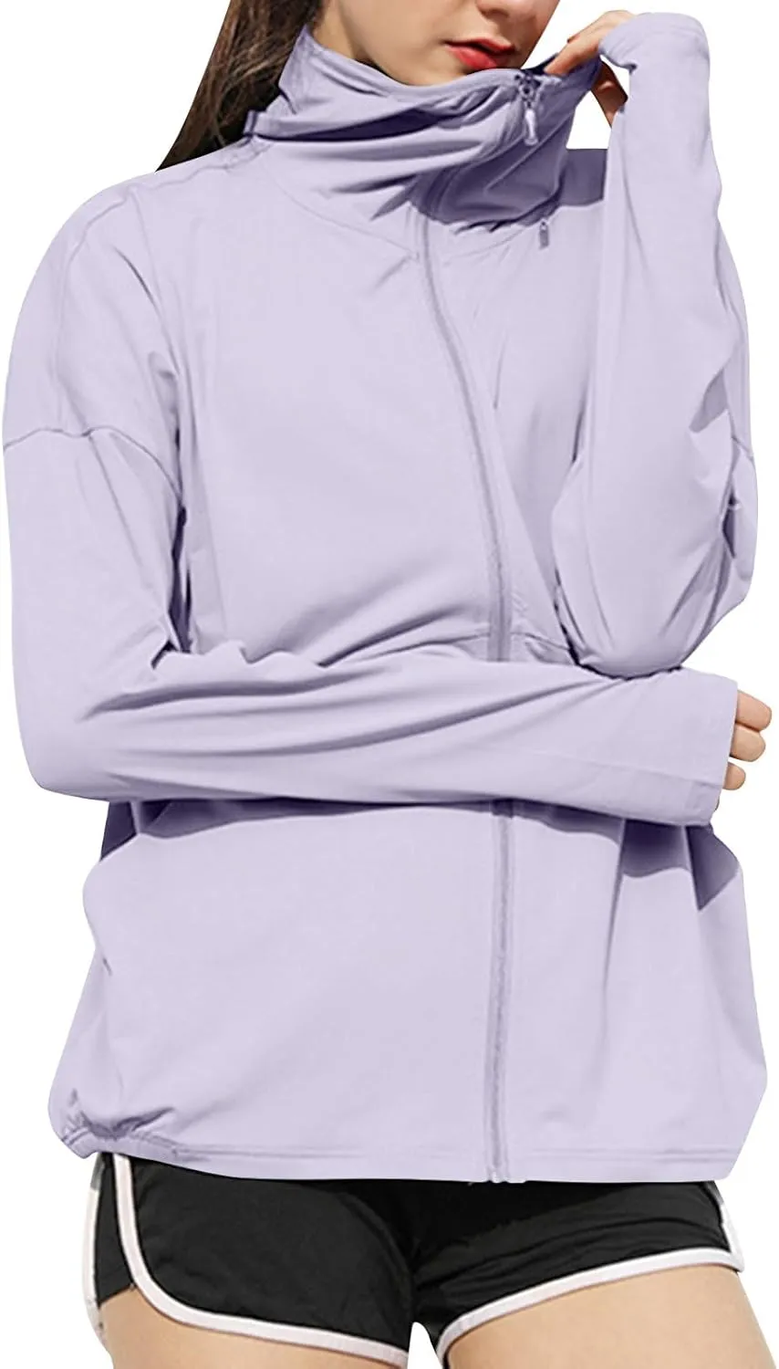 Womens UPF50 Long Sleeve Sun Shirt UV Protection Hoodie Hiking Workout Tops Quick Dry Outdoor Light Athletic Jackets