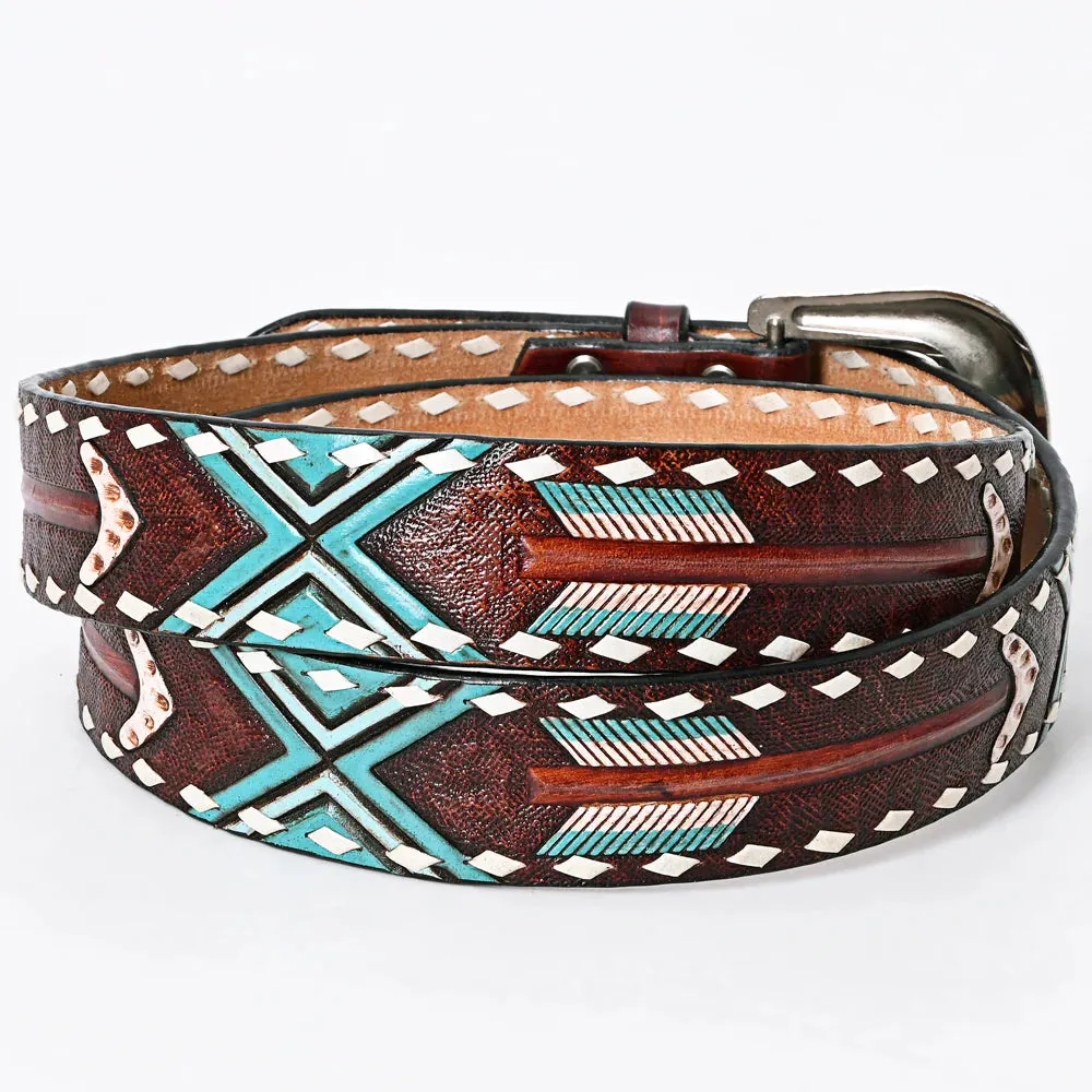 X Marks The Spot Hand Tooled Leather Belt