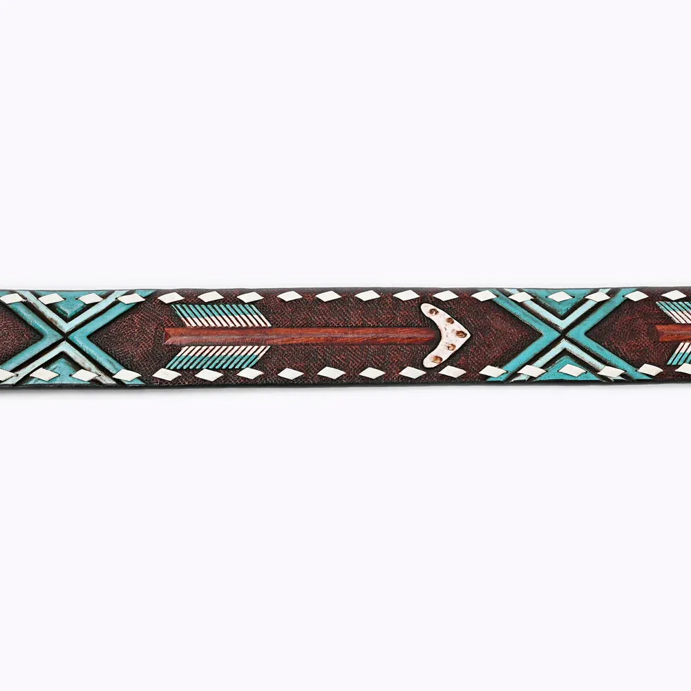 X Marks The Spot Hand Tooled Leather Belt