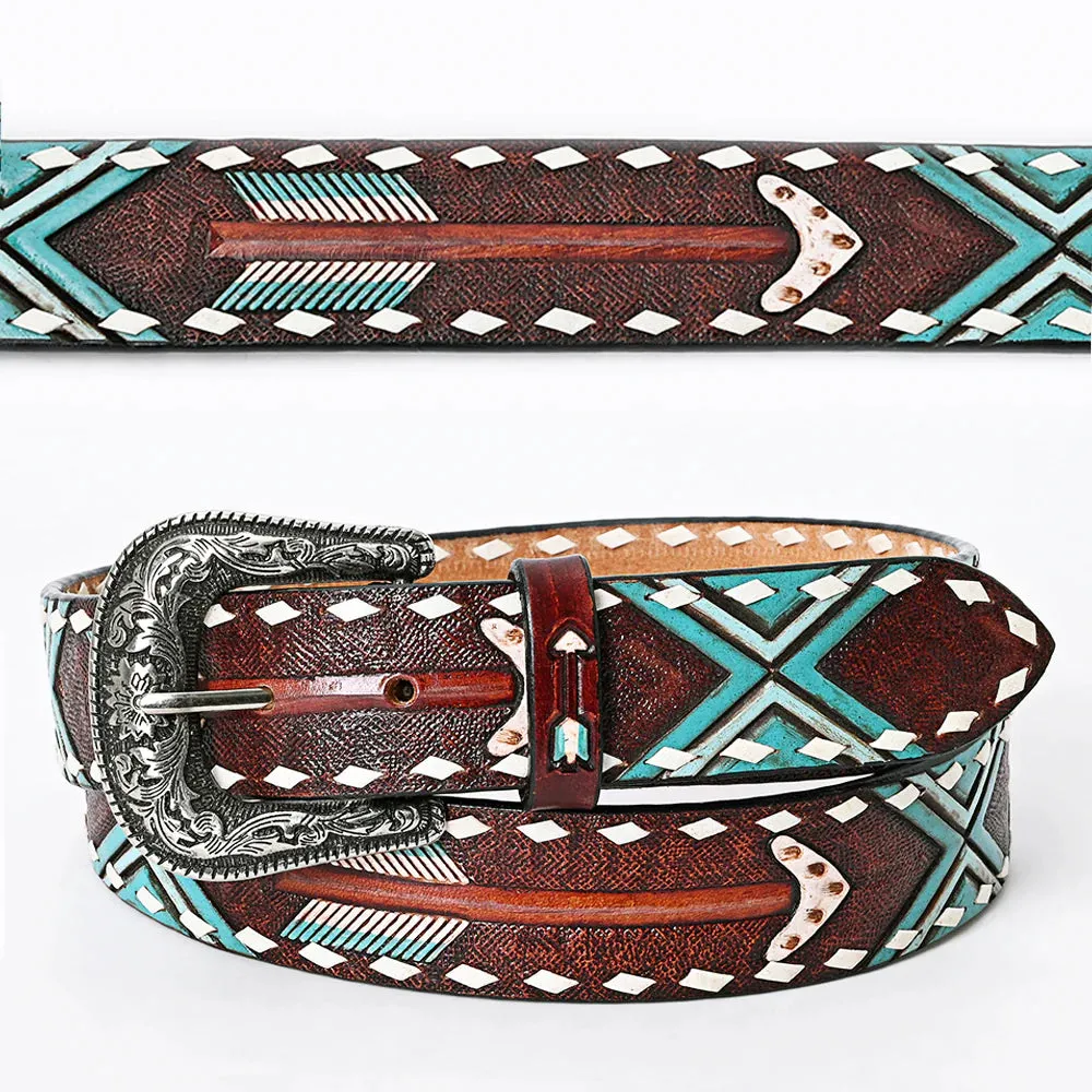 X Marks The Spot Hand Tooled Leather Belt